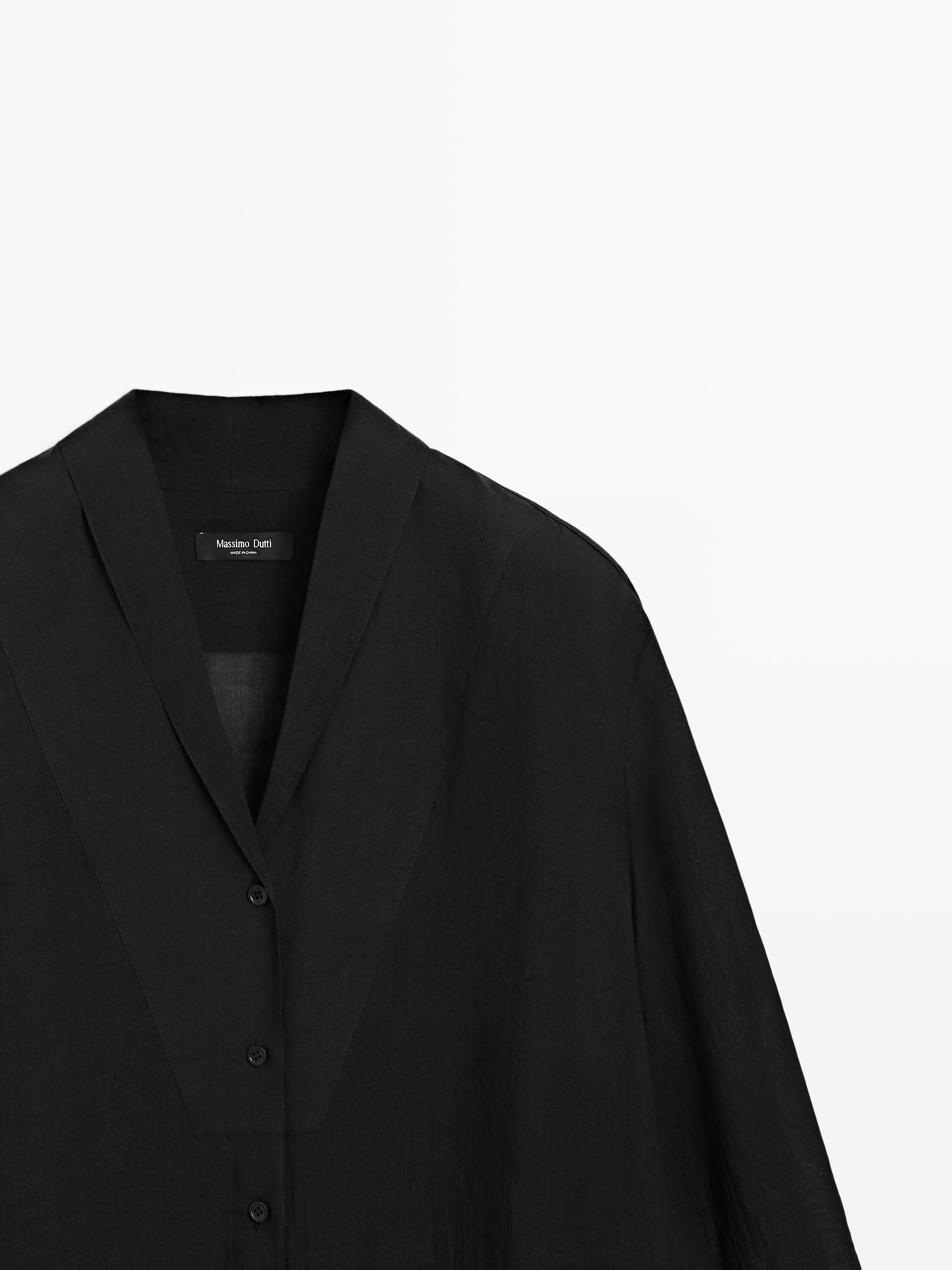 Chemisier fluide semi-transparent détail plastron